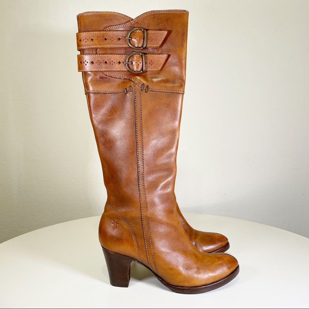 Frye Fiona Tall Brown Heeled Boots